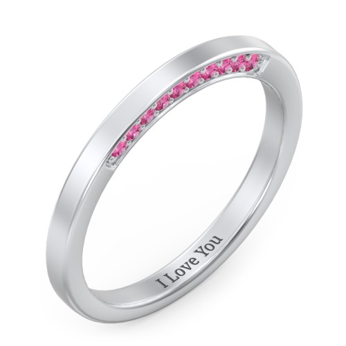 Enchanted Band Ring – 10K White Gold with Red Premium Zirconia