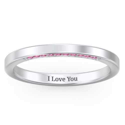 Enchanted Band Ring – 10K White Gold with Red Premium Zirconia
