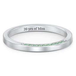 Enchanted Band Ring in 925 Sterling Silver with Green Premium Zirconia