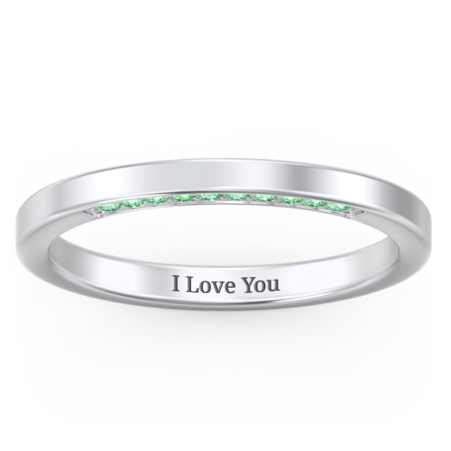 Enchanted Band Ring – Sterling Silver with Green Premium Zirconia