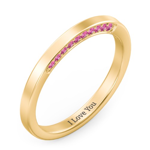 Enchanted Band Ring – 10K Yellow Gold with Red Premium Zirconia
