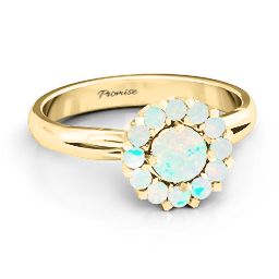 Adore and Cherish Ring in 10K Solid Yellow Gold with Opal