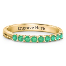 Glimmering Love Ring in 10K Solid Yellow Gold with Emerald