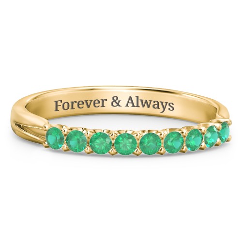 Glimmering Love Ring – 10K Yellow Gold with Emerald