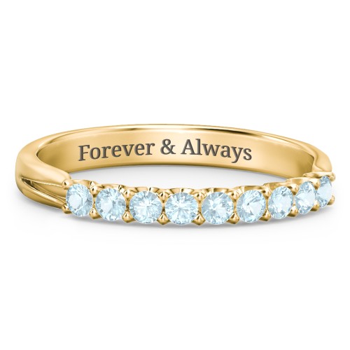 Glimmering Love Ring – 10K Yellow Gold with Blue Topaz