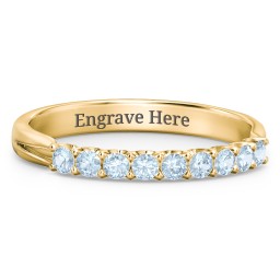 Glimmering Love Ring in 10K Solid Yellow Gold with Blue Topaz