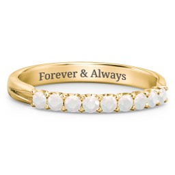 Glimmering Love Ring in 10K Solid Yellow Gold with Opal