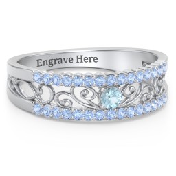 Mesmeric Love Ring in 925 Sterling Silver with Blue Topaz and Fancy Blue Premium Zirconia