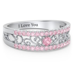 Mesmeric Love Ring in 925 Sterling Silver with Pink Tourmaline and Fancy Pink Premium Zirconia