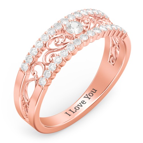 Mesmeric Love Ring – 10K Rose Gold with Cubic Zirconia and White Premium Zirconia