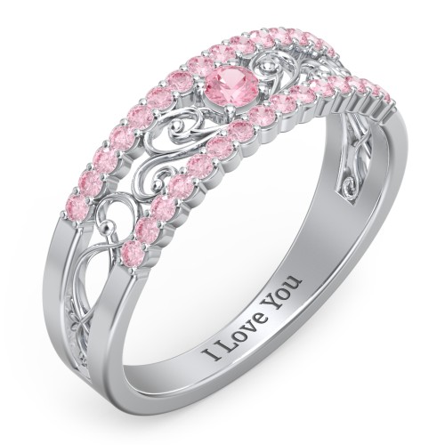 Mesmeric Love Ring – Sterling Silver with Pink Tourmaline and Fancy Pink Premium Zirconia
