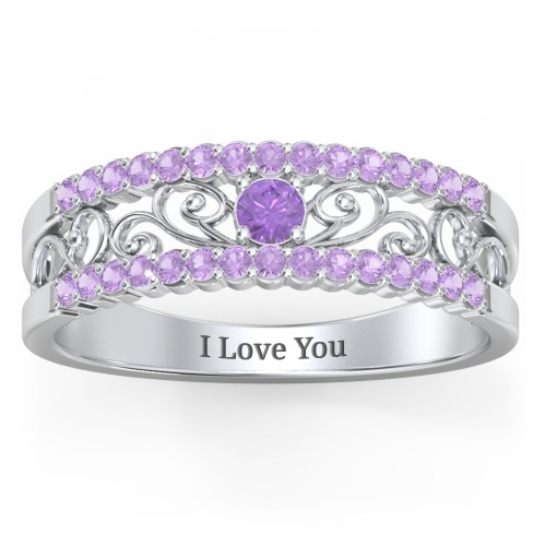 Mesmeric Love Ring – Sterling Silver with Amethyst and Amethyst Premium Zirconia