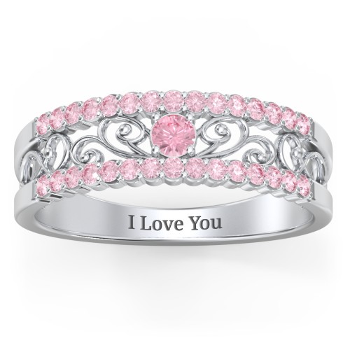 Mesmeric Love Ring – Sterling Silver with Pink Tourmaline and Fancy Pink Premium Zirconia
