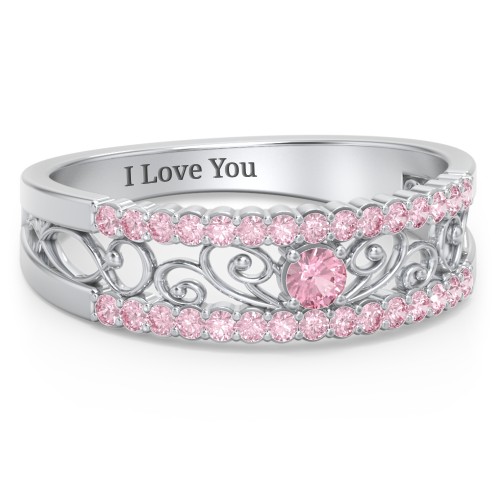 Mesmeric Love Ring – Sterling Silver with Pink Tourmaline and Fancy Pink Premium Zirconia