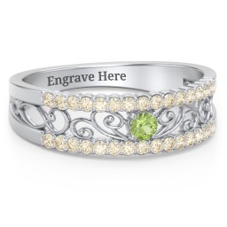 Mesmeric Love Ring in 925 Sterling Silver with Peridot and Fancy Yellow Premium Zirconia