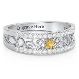 Mesmeric Love Ring in 925 Sterling Silver with Citrine and White Premium Zirconia