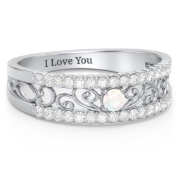 Mesmeric Love Ring in 925 Sterling Silver with Opal and White Premium Zirconia