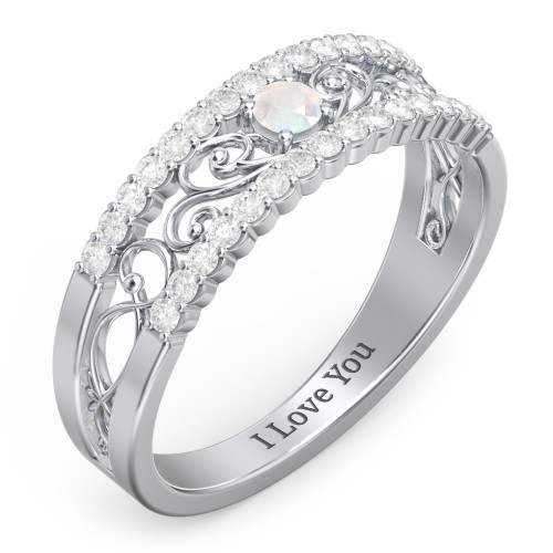 Mesmeric Love Ring – Sterling Silver with Opal and White Premium Zirconia