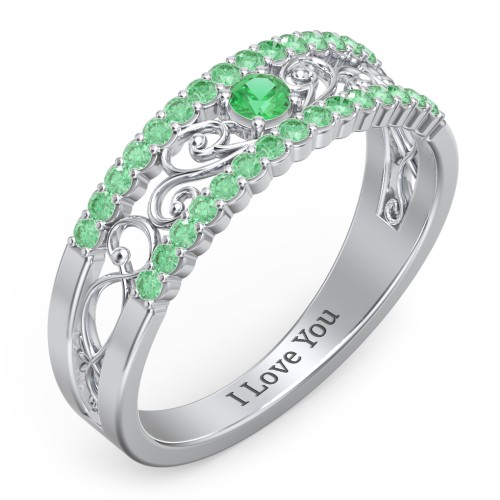 Mesmeric Love Ring – Sterling Silver with Emerald and Green Premium Zirconia