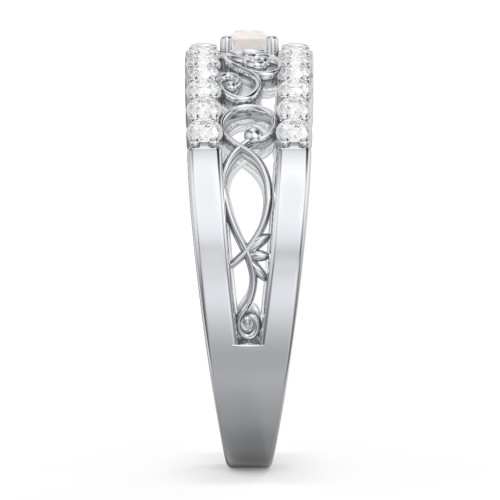 Mesmeric Love Ring – Sterling Silver with Opal and White Premium Zirconia