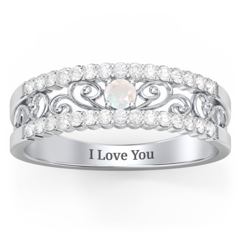 Mesmeric Love Ring – Sterling Silver with Opal and White Premium Zirconia