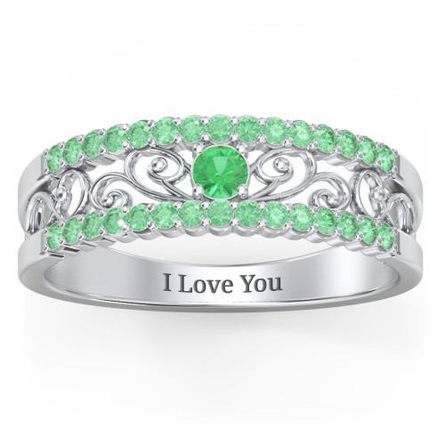 Mesmeric Love Ring – Sterling Silver with Emerald and Green Premium Zirconia