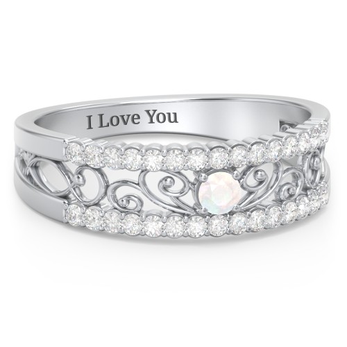 Mesmeric Love Ring – Sterling Silver with Opal and White Premium Zirconia