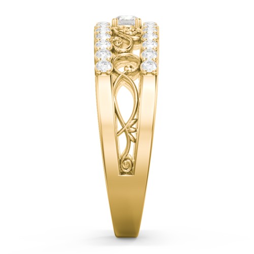 Mesmeric Love Ring – 10K Yellow Gold with Cubic Zirconia and White Premium Zirconia