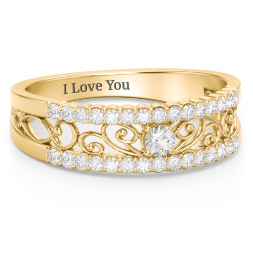 Mesmeric Love Ring – 10K Yellow Gold with Cubic Zirconia and White Premium Zirconia
