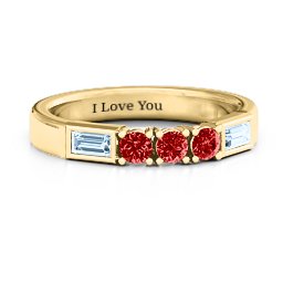 Charmed by Love Ring in 10K Solid Yellow Gold with Garnet and Aquamarine