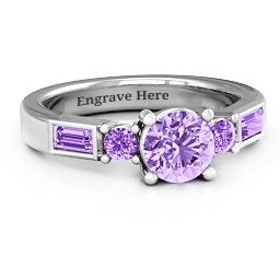 Andrea Engagement Ring in 925 Sterling Silver with Amethyst Premium Zirconia and Amethyst