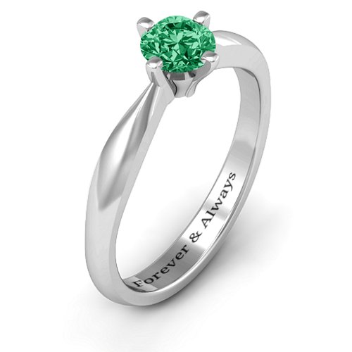 Sandra Solitaire Ring – Sterling Silver with Emerald
