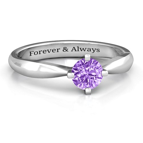 Sandra Solitaire Ring – Sterling Silver with Amethyst