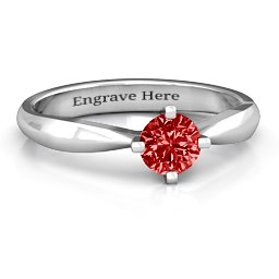 Sandra Solitaire Ring in 925 Sterling Silver with Garnet