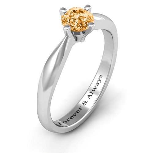 Sandra Solitaire Ring – Sterling Silver with Citrine