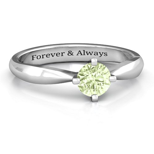 Sandra Solitaire Ring – Sterling Silver with Peridot