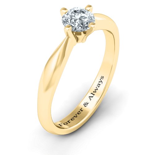 Sandra Solitaire Ring – 10K Yellow Gold with Cubic Zirconia