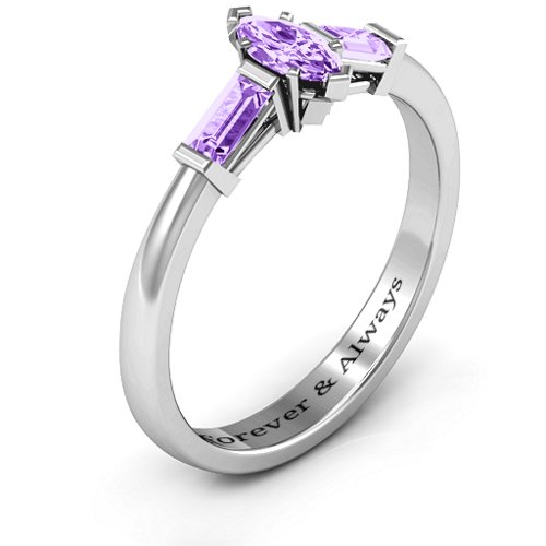 Marquise Cut Love Ring – Sterling Silver with Amethyst