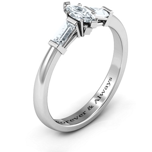 Marquise Cut Love Ring – Sterling Silver with Diamond