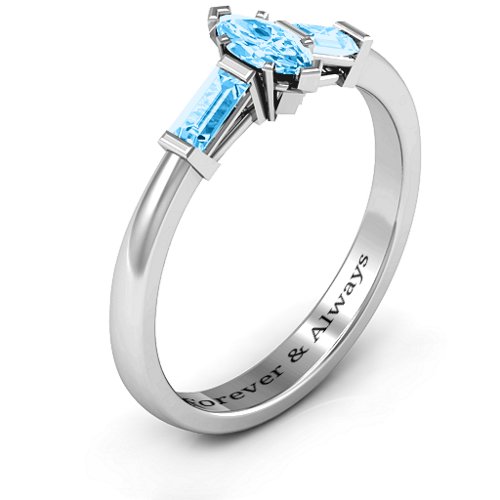 Marquise Cut Love Ring – Sterling Silver with Blue Topaz