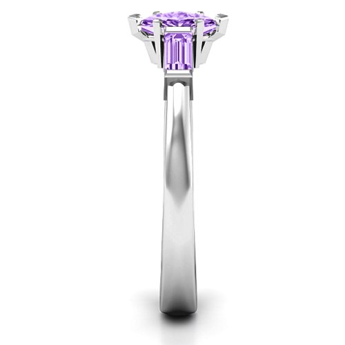 Marquise Cut Love Ring – Sterling Silver with Amethyst