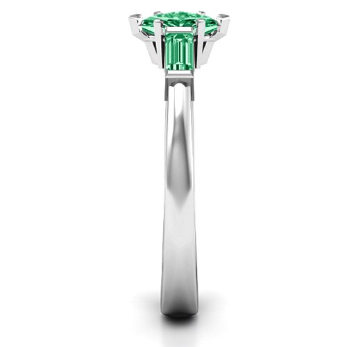 Marquise Cut Love Ring – Sterling Silver with Emerald