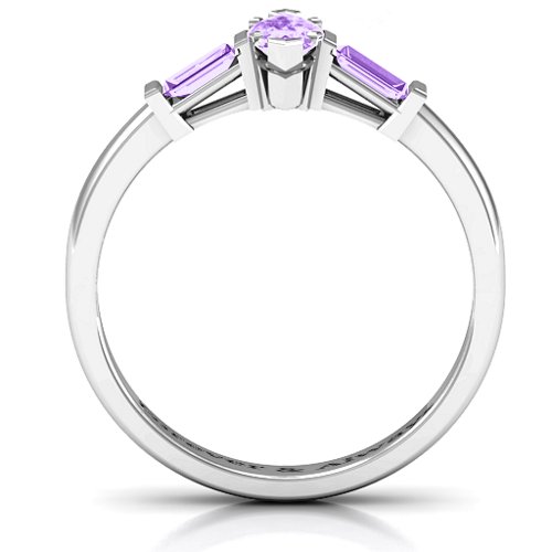 Marquise Cut Love Ring – Sterling Silver with Amethyst