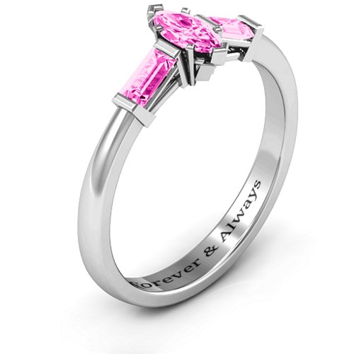 Marquise Cut Love Ring – Sterling Silver with Pink Tourmaline
