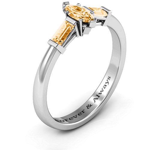 Marquise Cut Love Ring – Sterling Silver with Citrine