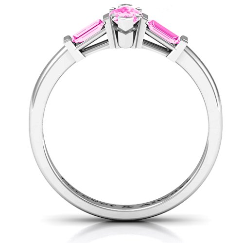 Marquise Cut Love Ring – Sterling Silver with Pink Tourmaline