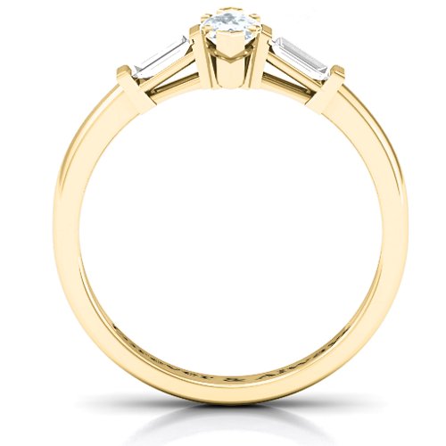 Marquise Cut Love Ring – 10K Yellow Gold with Cubic Zirconia and White Sapphire