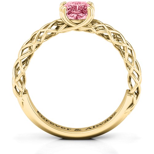 Tangled in Love Ring – 14K Yellow Gold with Red Premium Zirconia