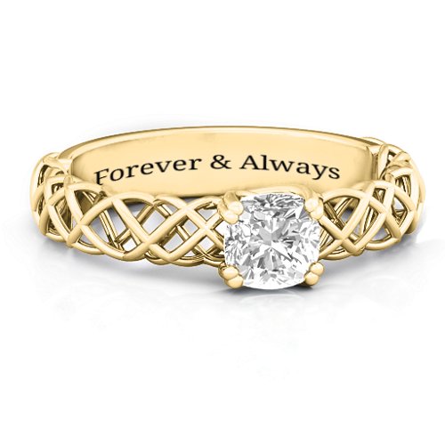 Tangled in Love Ring – 10K Yellow Gold with White Premium Zirconia