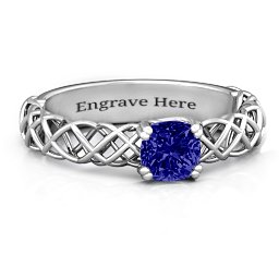 Tangled in Love Ring in 925 Sterling Silver with Blue Sapphire